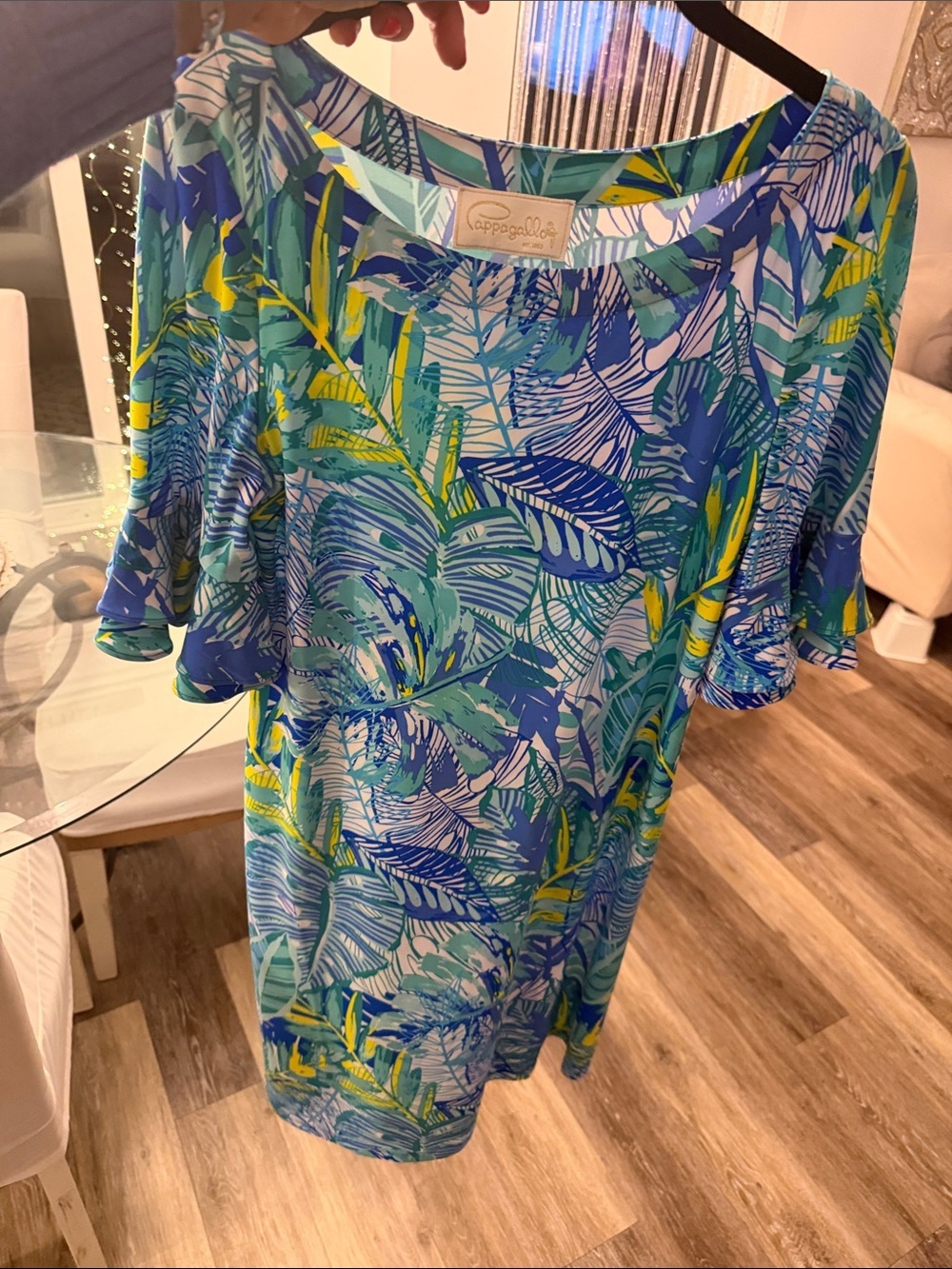 Pappagallo tropical blue palm print sundress comfort NWOT size Medium dress - Picture 10 of 12